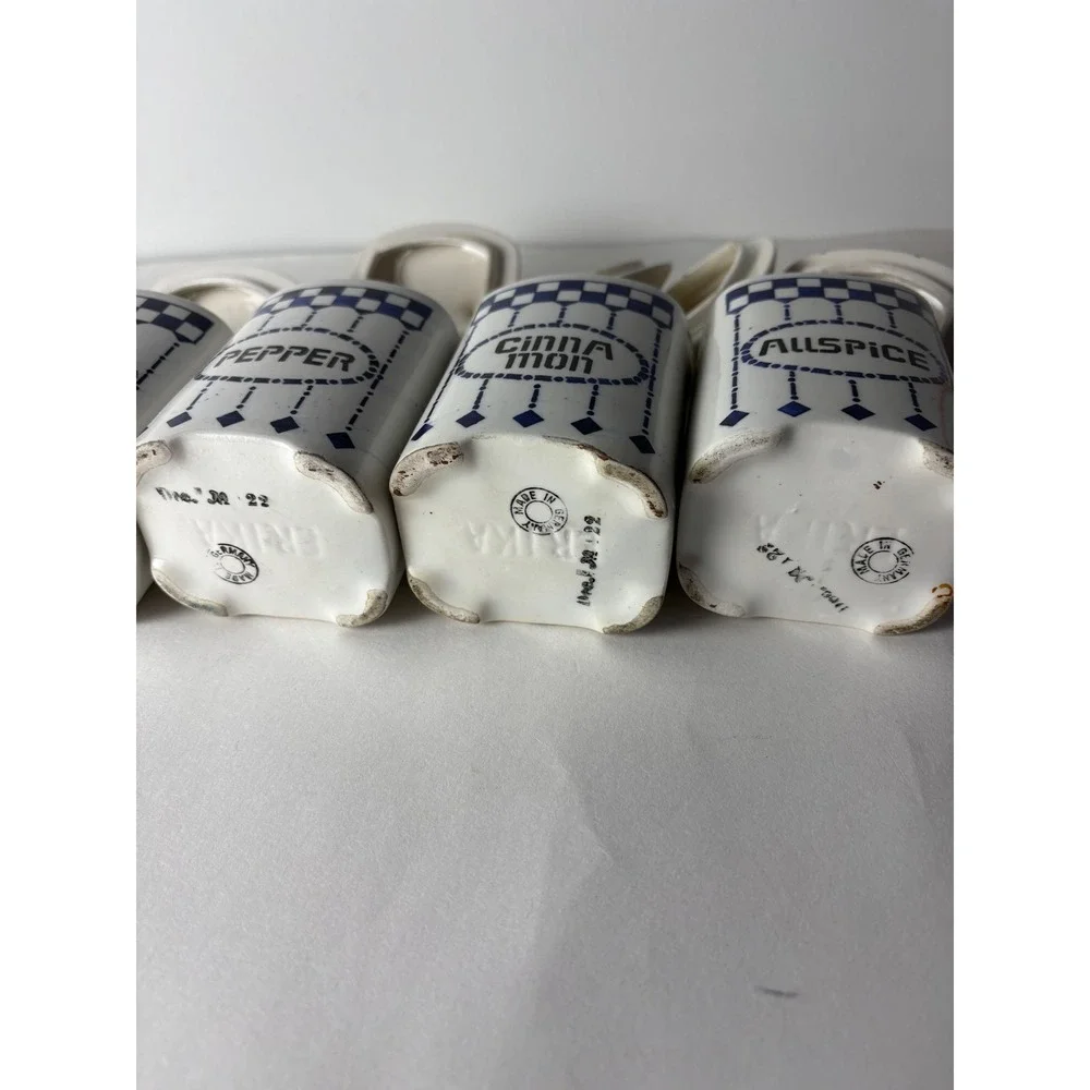 Vintage Germany Staffel Ceramic Canisters Lidded Spice Jar‎ 6pc Set Farmhouse